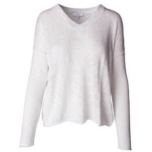NEW J. SOCIETY women's slub v neck sweater in white